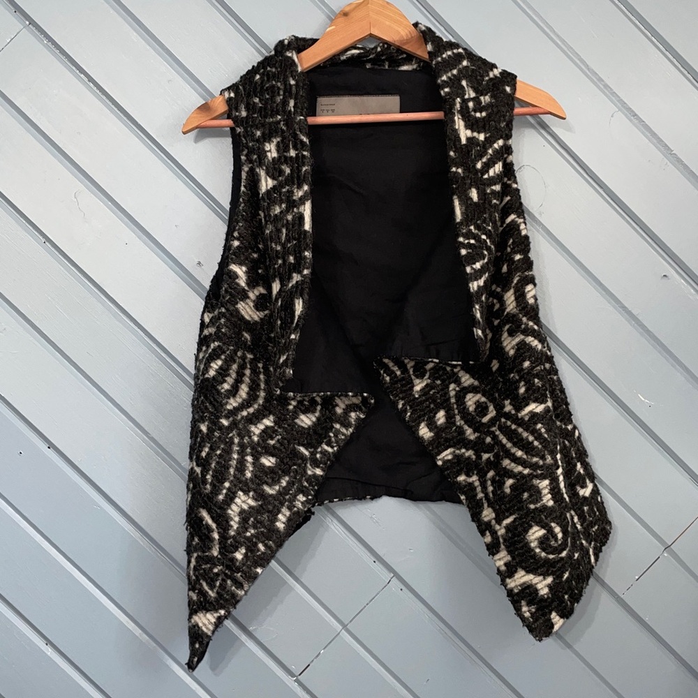 Zara Basic Wool Blend Swirl Pattern Asymmetric Ve… - image 9